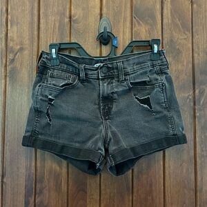 Women’s Mid-Rise Boyfriend Black Jean Shorts